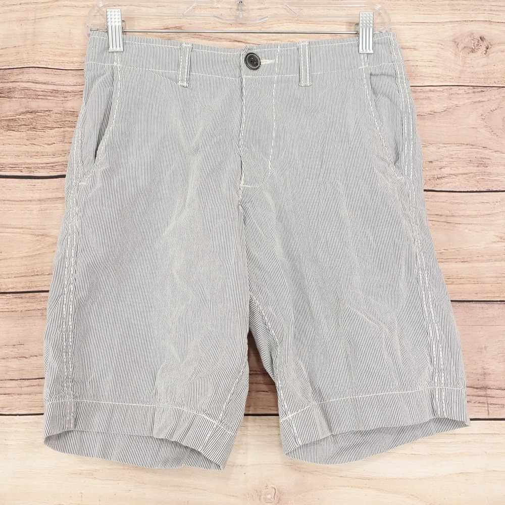 American Eagle Outfitters Shorts Mens 28 Blue Striped Chino Cotton 9 Inseam